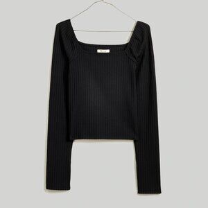 Madewell Ribbed Square-Neck Long-Sleeve Tee - Size S